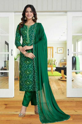 RAS RANI Embroidered Kurta, Churidar & Dupatta Set