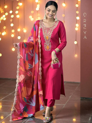 ORRIYA Embellished Kurta, Trouser/Pant & Dupatta Set