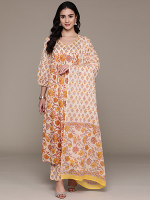 Readiprint Fashions Printed Kurta, Palazzo & Dupatta Set