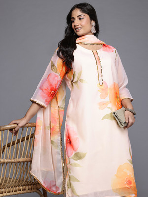 A Plus by Ahalyaa Printed Kurta, Palazzo & Dupatta Set