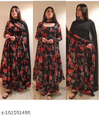 MADHUMALTI Floral Print Kurta, Palazzo & Dupatta Set