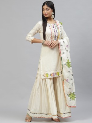 DIVENA Embroidered Kurta, Sharara & Dupatta Set