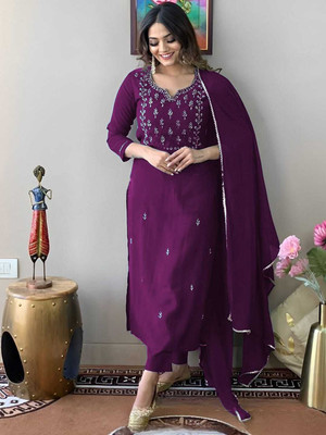 Mahudi Embroidered Kurta, Trouser/Pant & Dupatta Set