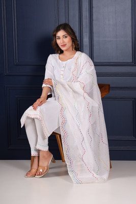 Fems Embroidered Kurta, Trouser/Pant & Dupatta Set