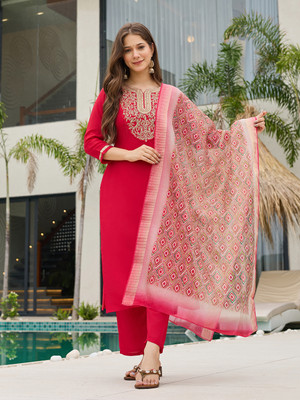 PAYA FAISHION Solid Kurta, Trouser/Pant & Dupatta Set