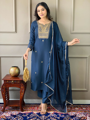 FancyFits Embroidered Kurta, Salwar & Dupatta Set