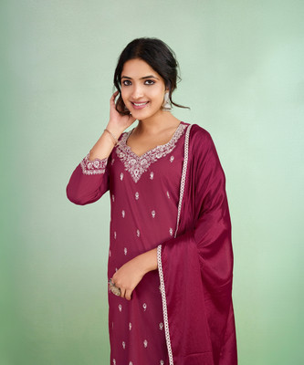 SUAAC Embroidered Kurta, Trouser/Pant & Dupatta Set