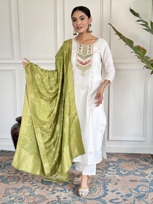 SDK Fashion Embroidered Kurta, Trouser/Pant & Dupatta Set