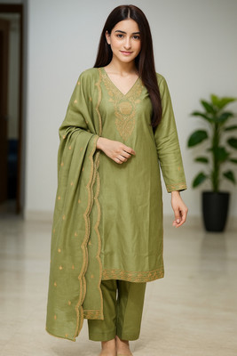 tanu Fashion Embroidered Kurta, Palazzo & Dupatta Set