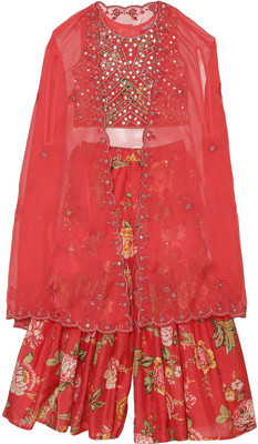 BIBA Printed, Embellished Kurta, Sharara & Dupatta Set
