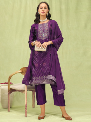 VredeVogel Self Design Kurta, Trouser/Pant & Dupatta Set