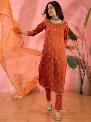 Sangria Self Design Kurta, Trouser/Pant & Dupatta Set