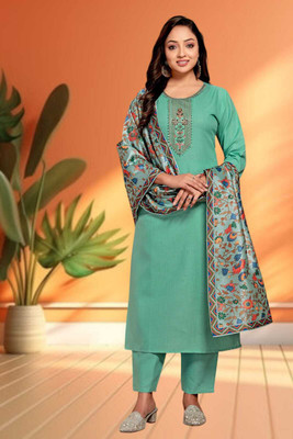 ZURIINTHREAD Embroidered Kurta, Churidar & Dupatta Set