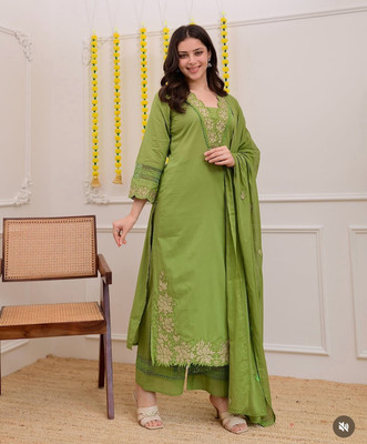 MAHADEV CREATION Embroidered Kurta, Salwar & Dupatta Set