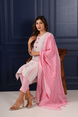 Fems Embroidered Kurta, Trouser/Pant & Dupatta Set