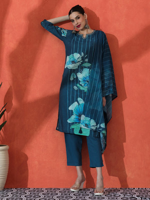 Sangria Embroidered Kurta, Palazzo & Dupatta Set