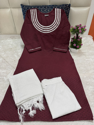 M I TEXTILE Embroidered Kurta, Trouser/Pant & Dupatta Set