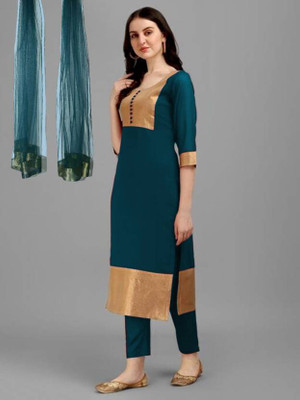 NILKATHA ENTERPRISE Solid Kurta, Palazzo & Dupatta Set