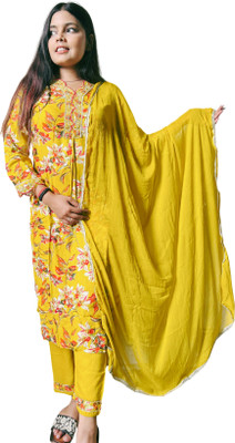 Kuinic Floral Print Kurta, Trouser/Pant & Dupatta Set