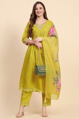 Trendmalls Embroidered Kurta, Trouser/Pant & Dupatta Set