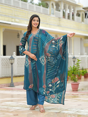 DIVENA Printed Kurta, Trouser/Pant & Dupatta Set