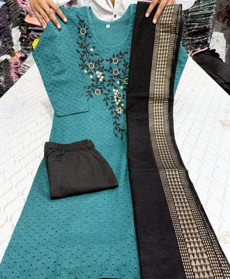 AL RAZAB Embroidered Kurta, Trouser/Pant & Dupatta Set