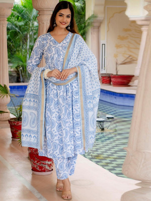 NeeraFashion Floral Print Kurta, Trouser/Pant & Dupatta Set