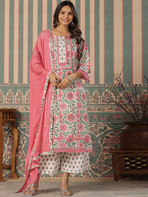 Readiprint Fashions Printed Kurta, Palazzo & Dupatta Set