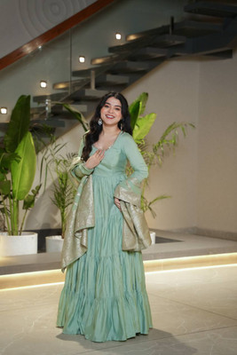 riddhi fashion Flared/A-line Gown(Light Green)