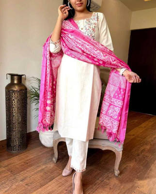 QUNEY Women Kurti Pant Dupatta Set