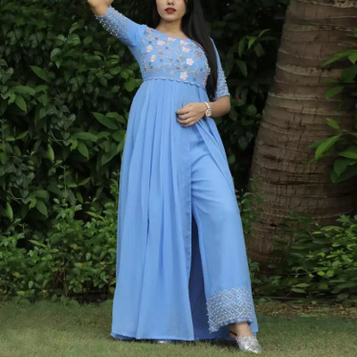Aksharam Women Kurta Palazzo Dupatta Set