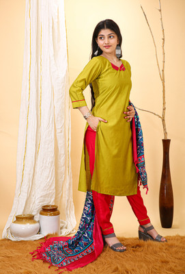 ShopGlobal Solid Kurta, Trouser/Pant & Dupatta Set