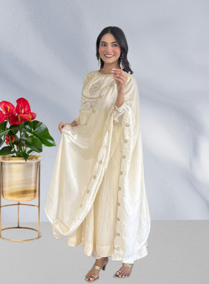 KHANJAN FASHION Embroidered, Floral Print, Self Design Kurta, Trouser/Pant & Dupatta Set
