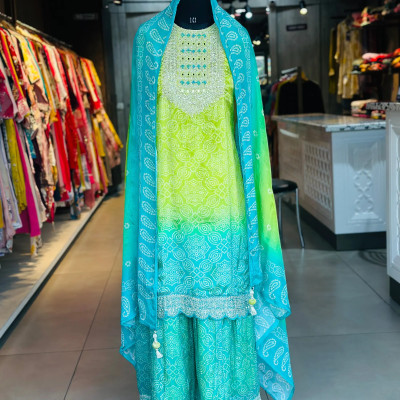 K Y W Embroidered Kurta, Trouser/Pant & Dupatta Set