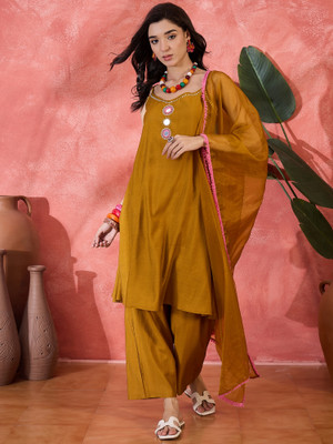 Sangria Embroidered Kurta, Trouser/Pant & Dupatta Set