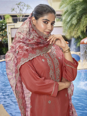 Royal Export Embroidered Kurta, Trouser/Pant & Dupatta Set
