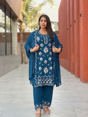 HOUSE OF COMMON Embroidered Kurta, Trouser/Pant & Dupatta Set