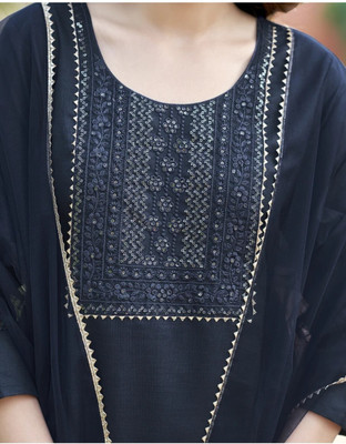 KR DESIGNER Embroidered Anarkali Kurta, Bottom & Dupatta Set