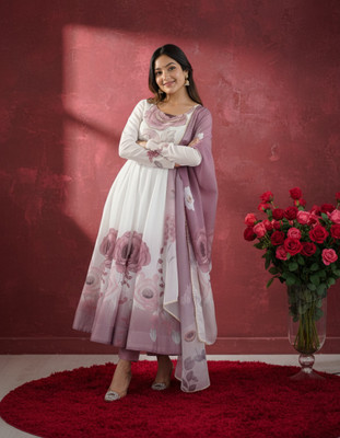 TRANDTIDE Printed Anarkali Kurta, Bottom & Dupatta Set