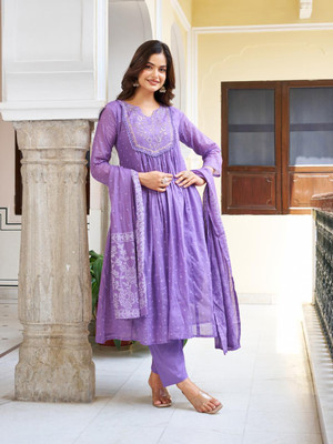 Mukta Impex Embroidered Kurta, Trouser/Pant & Dupatta Set