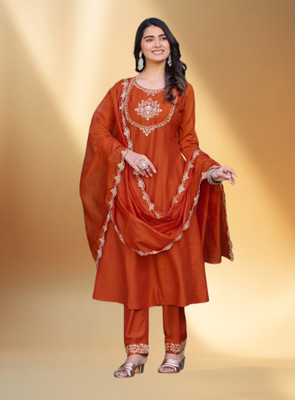 KHANJAN FASHION Embroidered, Floral Print, Self Design Kurta, Trouser/Pant & Dupatta Set