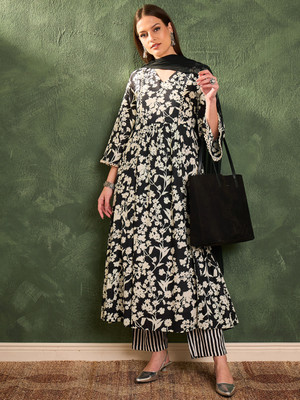 Shae By SASSAFRAS Printed Kurta, Trouser/Pant & Dupatta Set