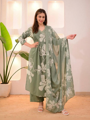 BNA BNAYA Floral Print Kurta, Trouser/Pant & Dupatta Set