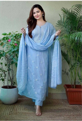 Zaneta Embroidered Kurta, Trouser/Pant & Dupatta Set