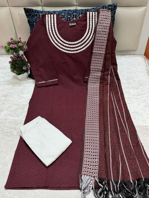 M I TEXTILE Embroidered Kurta, Trouser/Pant & Dupatta Set