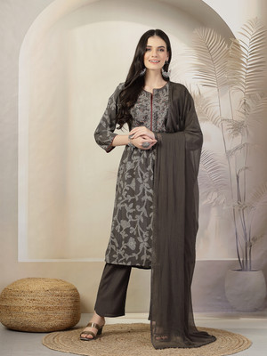 Nayam By Lakshita Embroidered Kurta, Palazzo & Dupatta Set