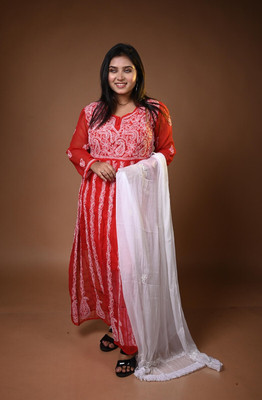 MALKIAT Embroidered Kurta, Trouser/Pant & Dupatta Set