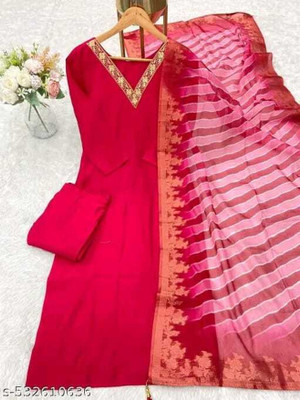 CLIVENET Embroidered Kurta, Trouser/Pant & Dupatta Set