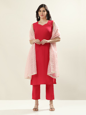 Jaipur Kurti Solid Kurta, Trouser/Pant & Dupatta Set