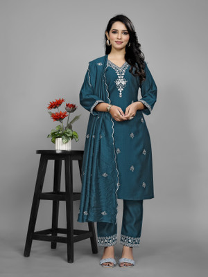ROHEENI CREATION Embroidered Kurta, Trouser/Pant & Dupatta Set
